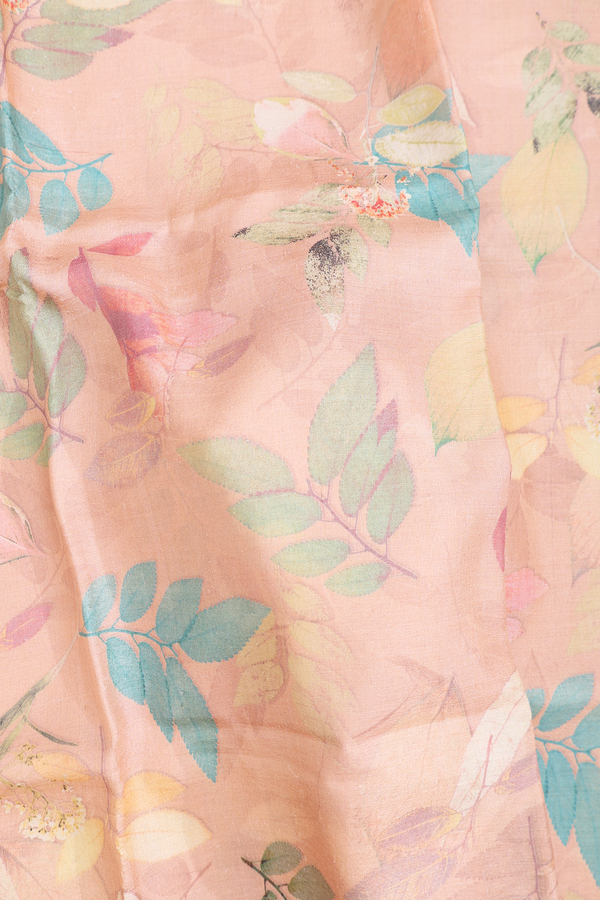 Tussar Silk Saree In Orange With Printed Design