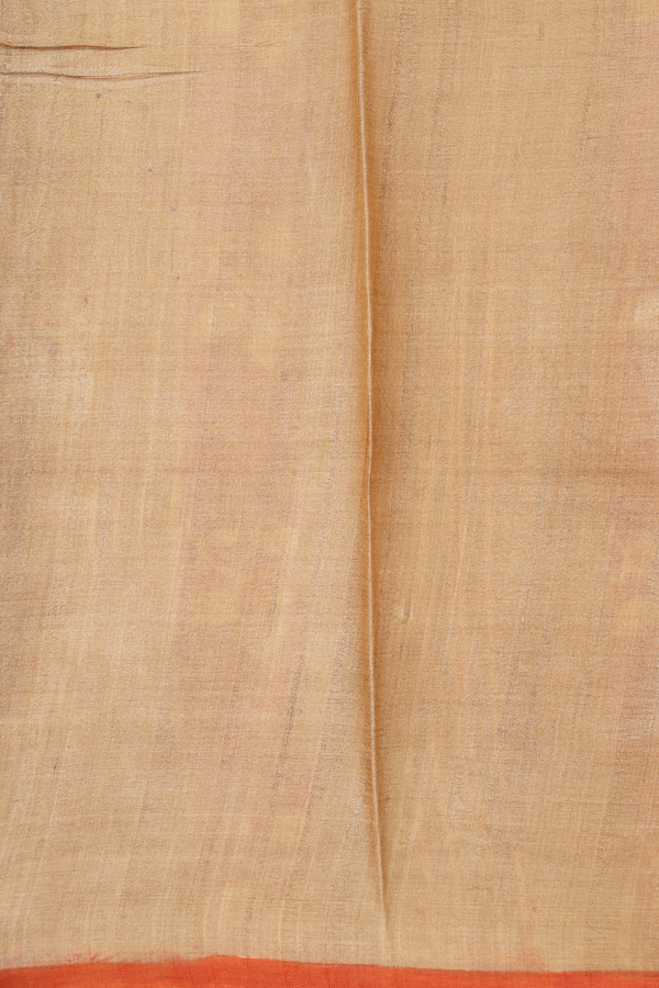 Tussar Silk Saree In Orange With Printed Design