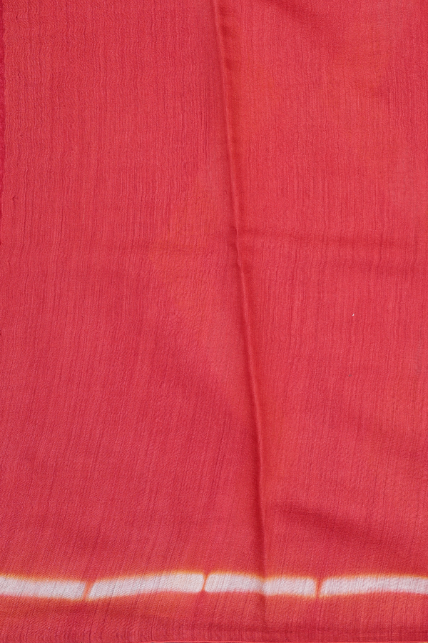 Tussar Silk Saree In Orange With Printed Design