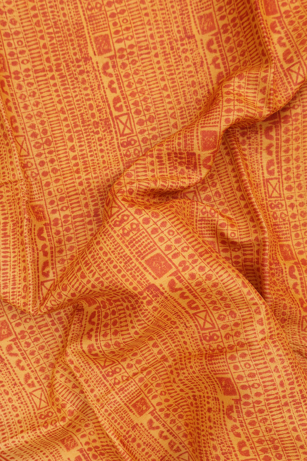 Tussar Silk Saree In Orange With Printed Design