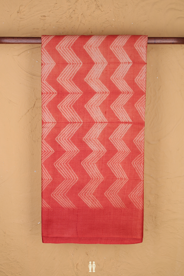 Tussar Silk Saree In Orange With Shibori Design