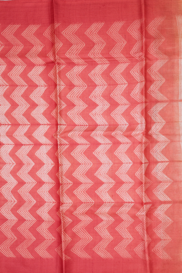 Tussar Silk Saree In Orange With Shibori Design