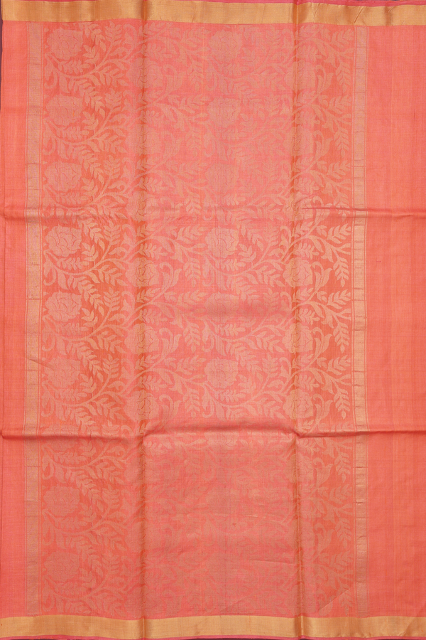 Tussar Silk Saree In Orange With Tree Buttas