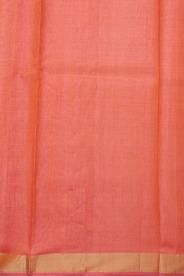 Tussar Silk Saree In Orange With Tree Buttas