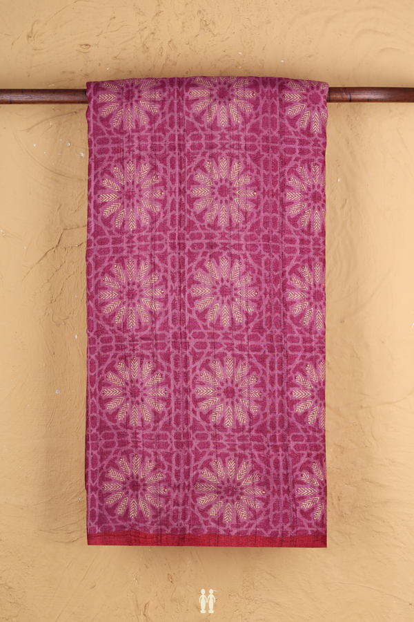 Tussar Silk Saree In Orchid Purple With Floral Design