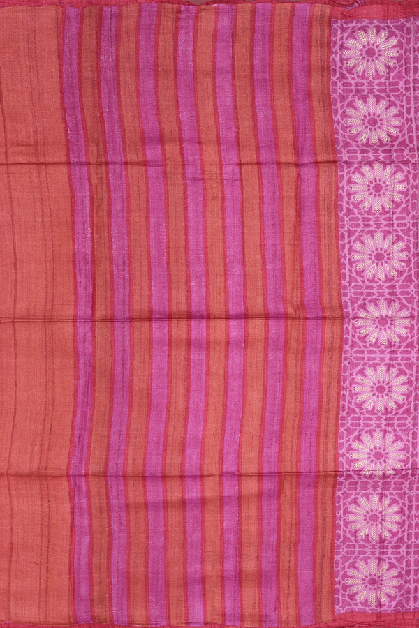 Tussar Silk Saree In Orchid Purple With Floral Design