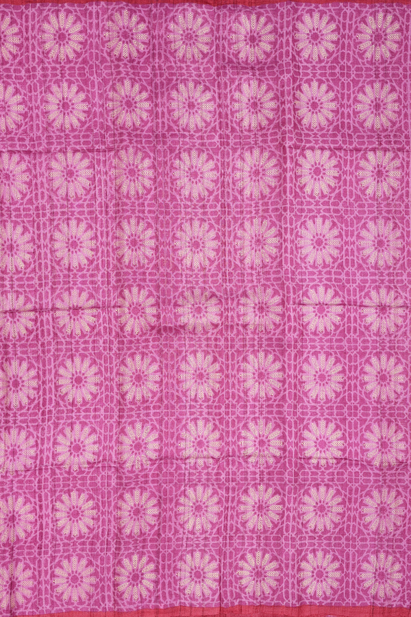 Tussar Silk Saree In Orchid Purple With Floral Design