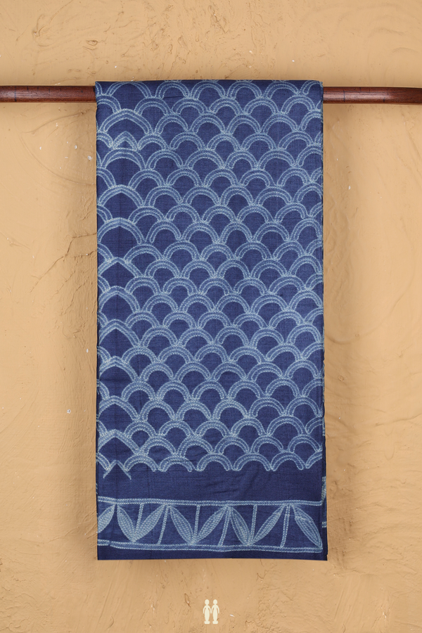 Tussar Silk Saree In Oxford Blue With Shibori Design