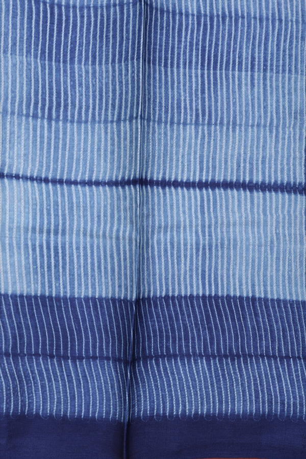 Tussar Silk Saree In Oxford Blue With Shibori Design