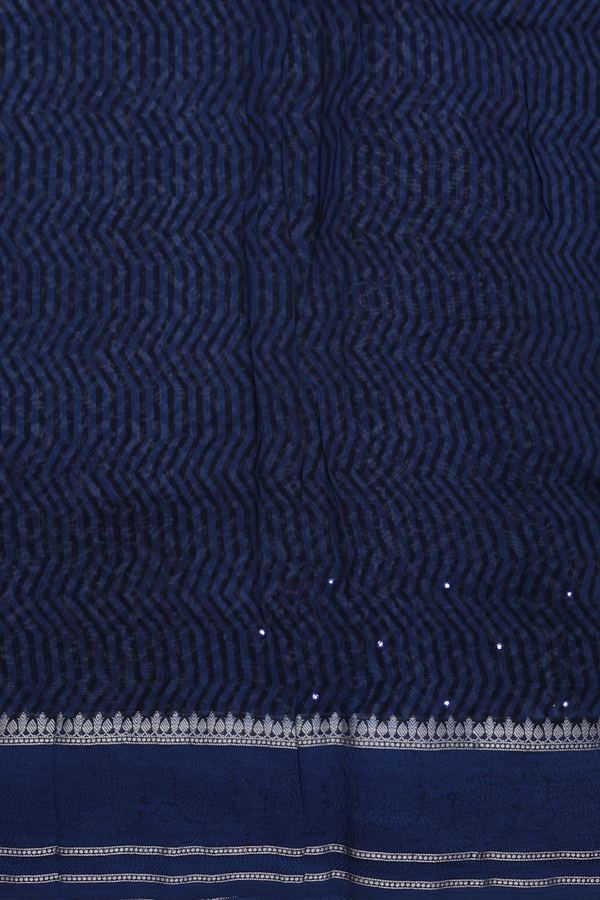 Tussar Silk Saree In Oxford Blue With Printed Design