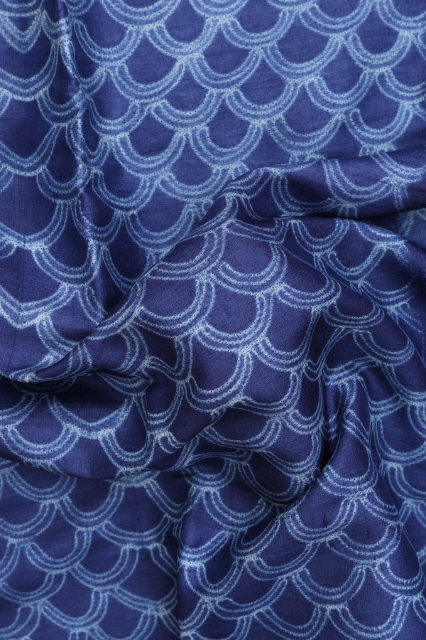 Tussar Silk Saree In Oxford Blue With Shibori Design