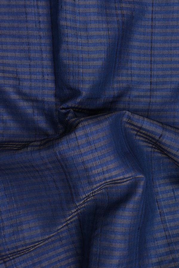 Tussar Silk Saree In Oxford Blue With Stripes Design