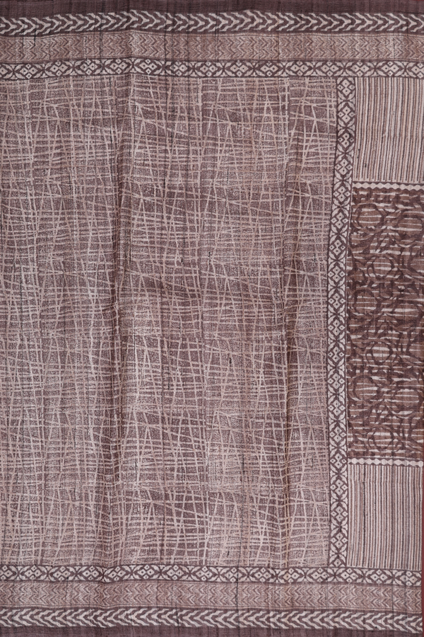 Tussar Silk Saree In Oxford Brown With Allover Design
