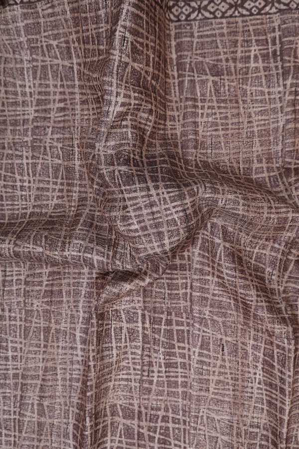 Tussar Silk Saree In Oxford Brown With Allover Design