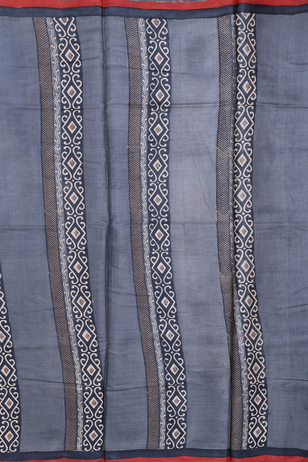 Tussar Silk Saree In Oxford Brown With Printed Design