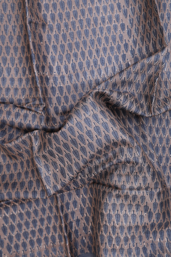 Tussar Silk Saree In Oxford Brown With Printed Design