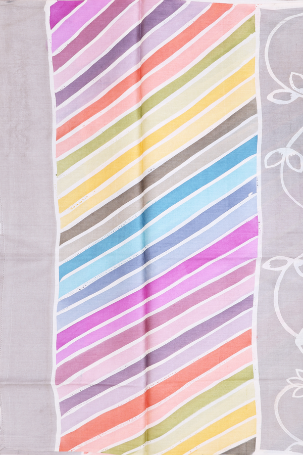 Tussar Silk Saree In Oxford Grey With Floral Printed Design