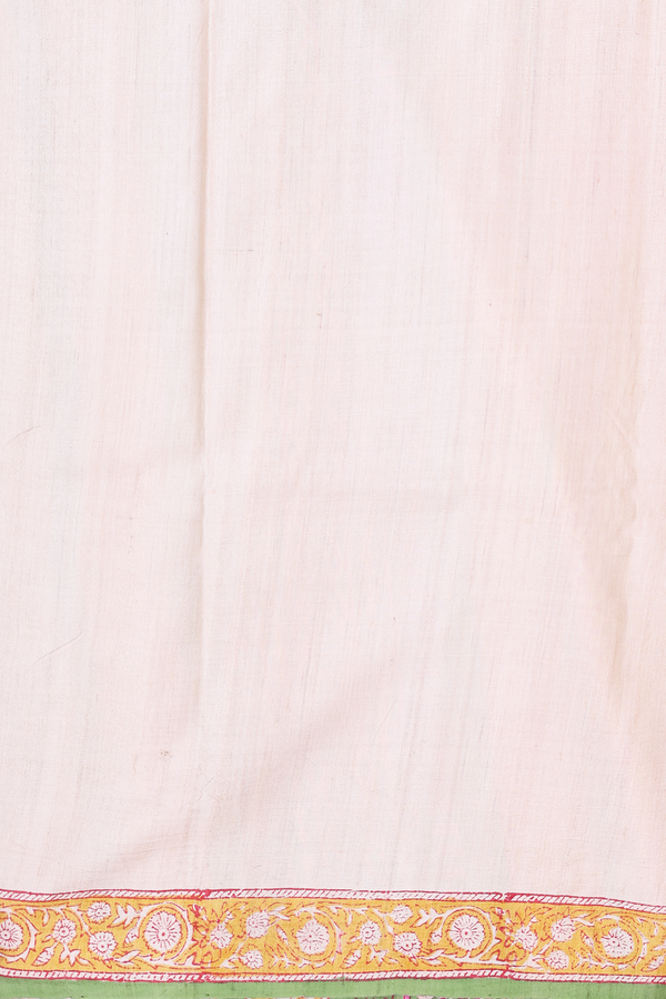 Tussar Silk Saree In Ivory With Floral Printed Design