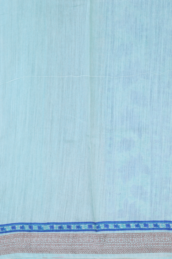 Tussar Silk Saree In Pastel Blue With Floral Design
