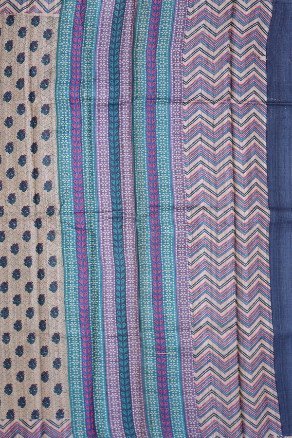 Tussar Silk Saree In Pastel Brown With Allover Design