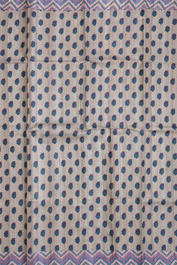 Tussar Silk Saree In Pastel Brown With Allover Design