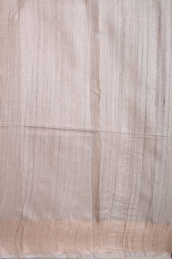 Tussar Silk Saree In Pastel Brown With Hand Painted Design