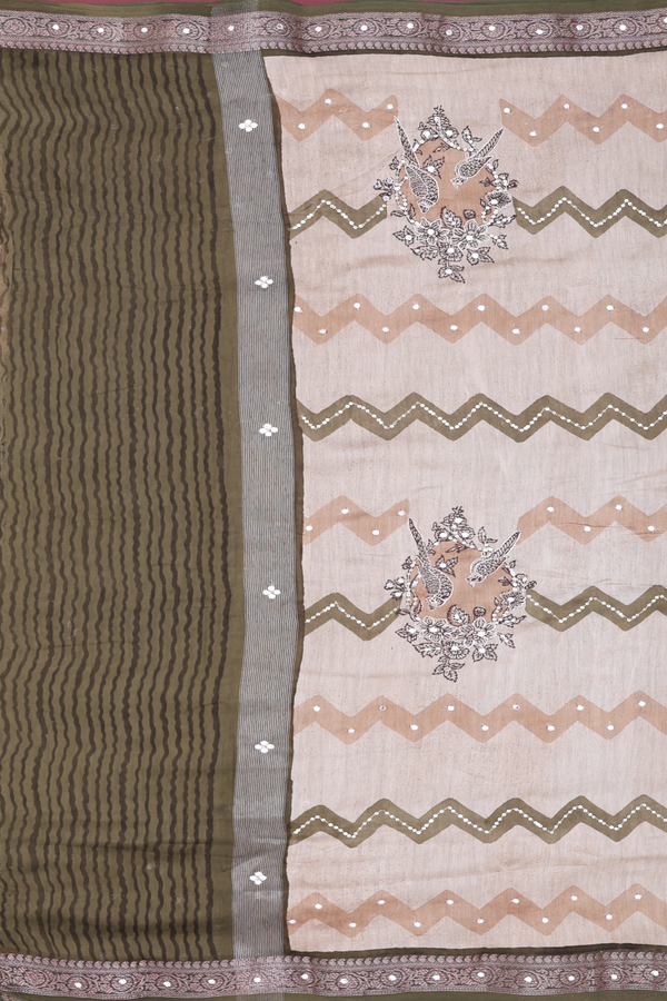 Tussar Silk Saree In Pastel Brown With Allover Design