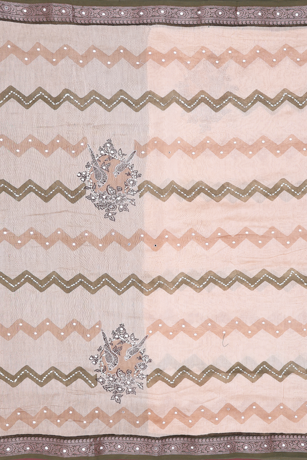 Tussar Silk Saree In Pastel Brown With Allover Design