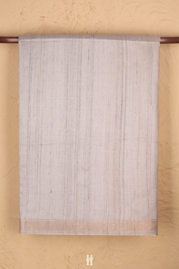 Tussar Silk Saree In Beige With Zari Border