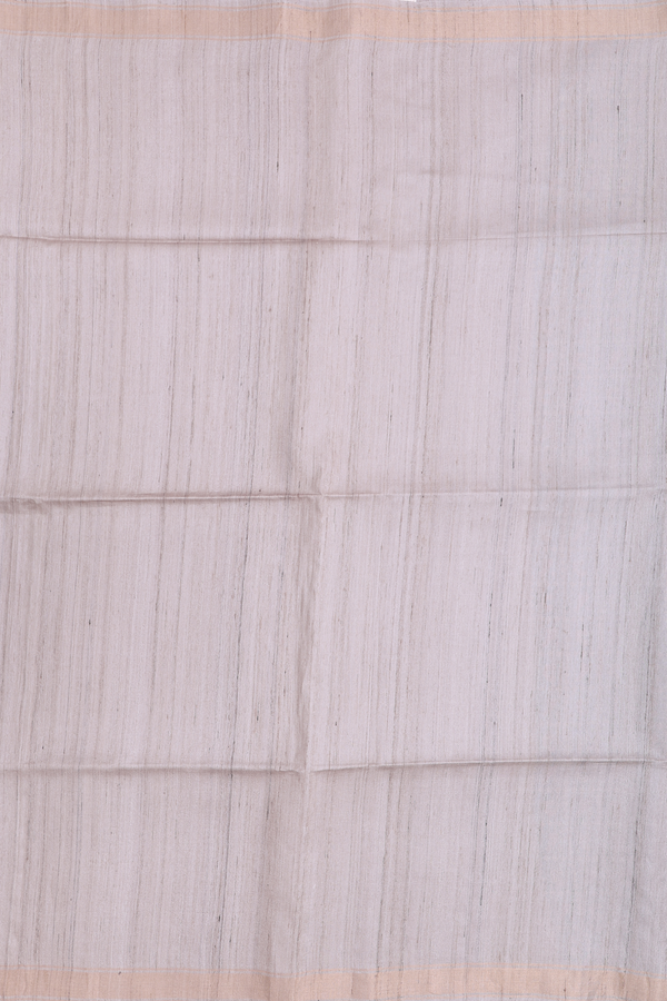 Tussar Silk Saree In Beige With Zari Border