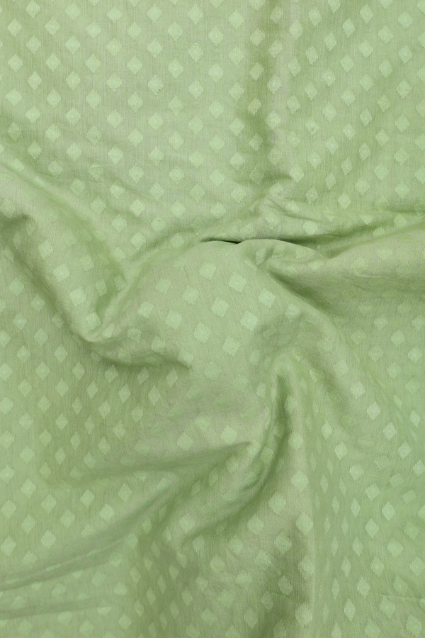 Tussar Silk Saree In Pastel Green With Threadwork Buttas