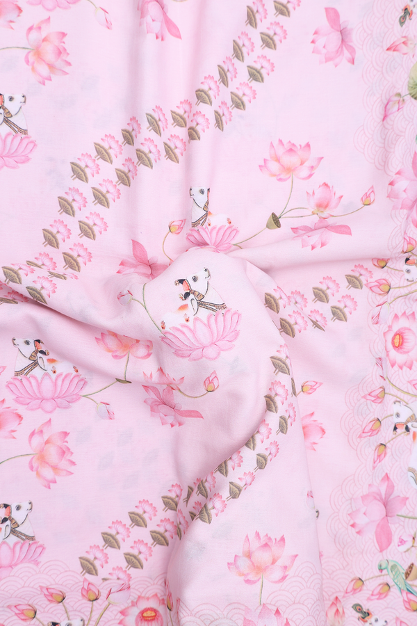 Tussar Silk Saree In Pastel Pink With Printed Design