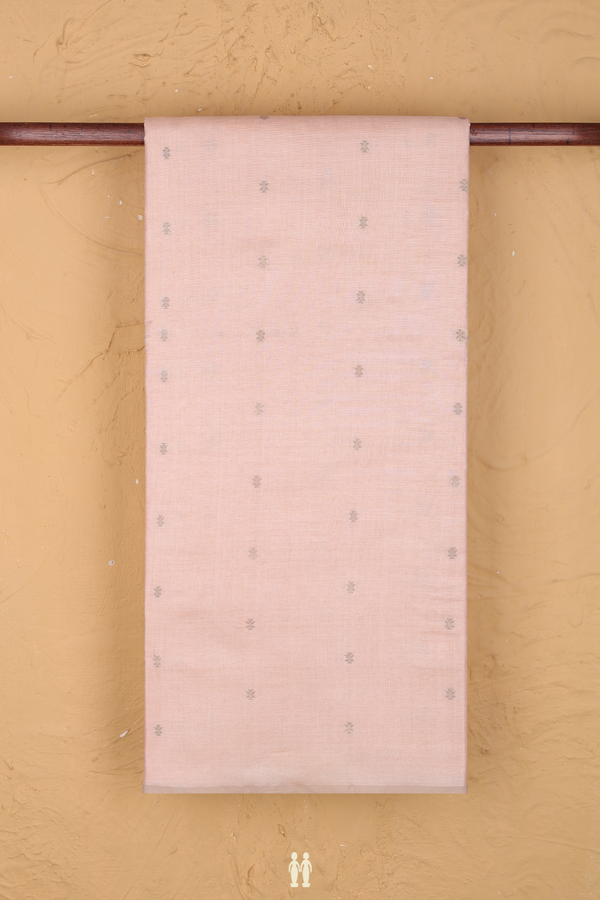 Tussar Silk Saree In Peach With Threadwork Buttis