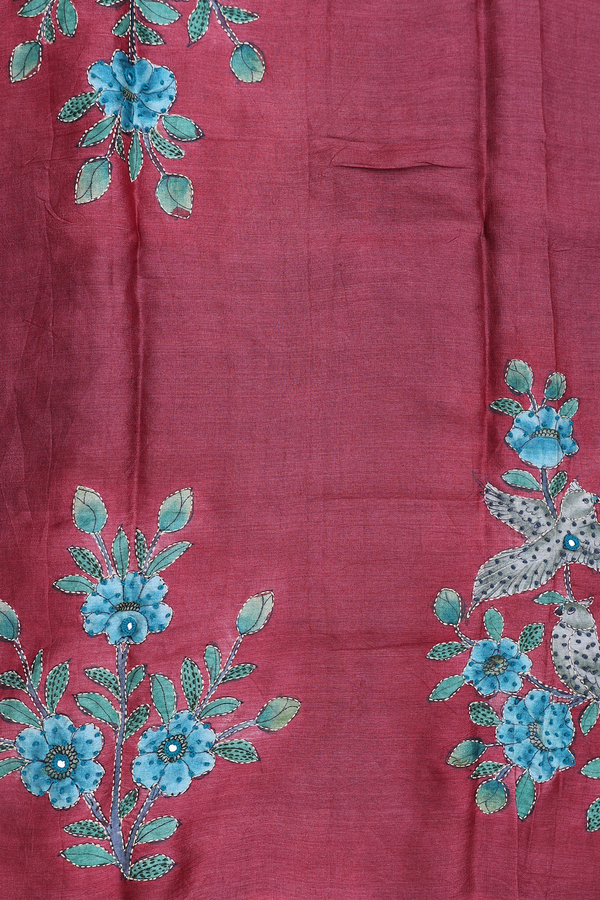 Tussar Silk Saree In Peacock Blue With Checks Design