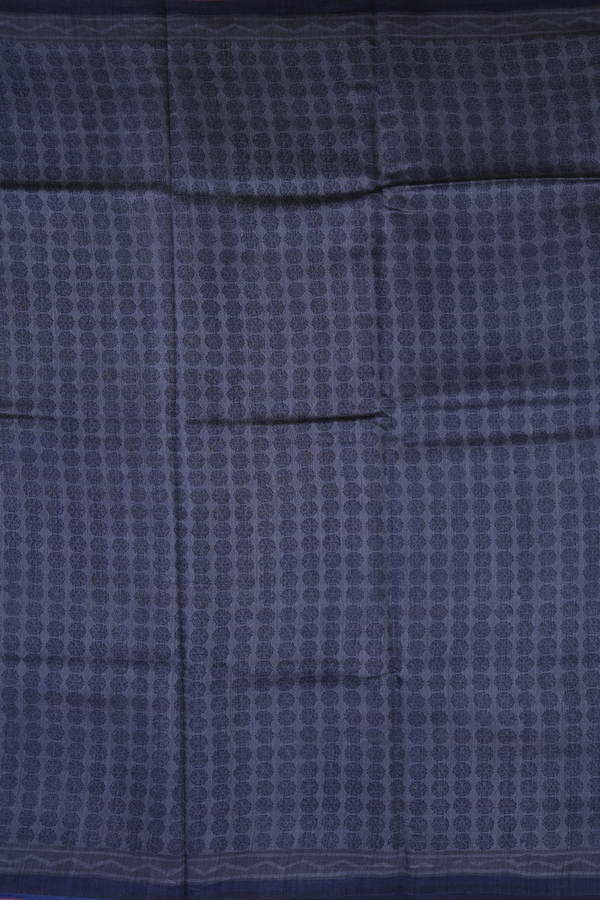 Tussar Silk Saree In Charcoal Grey With Printed Buttas