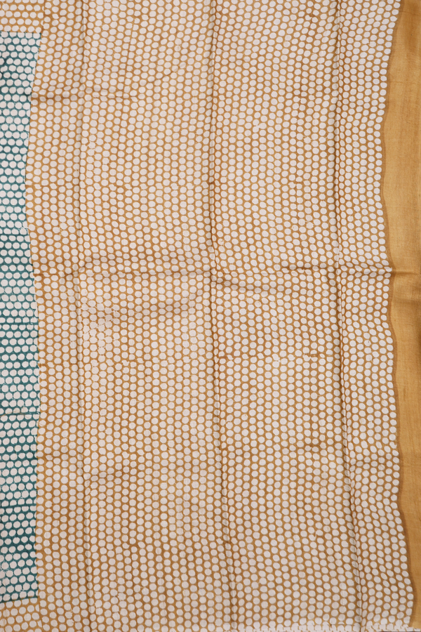 Tussar Silk Saree In Pine Green With Printed Design