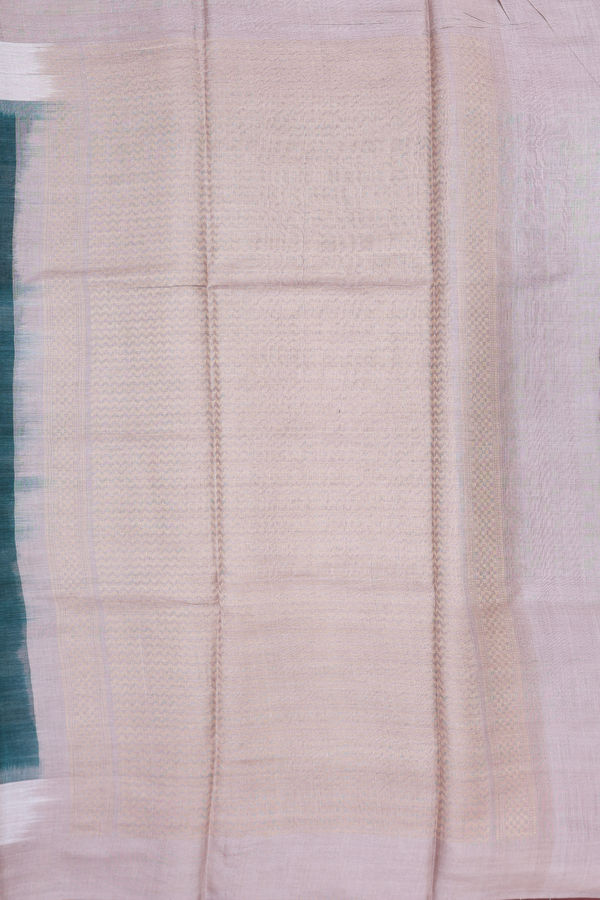 Tussar Silk Saree In Pine Green With Zari Buttas