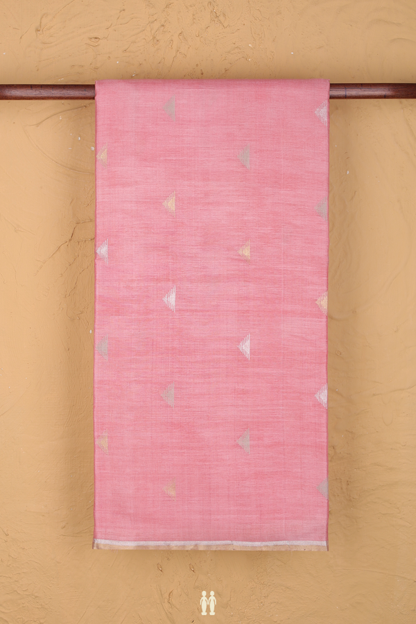 Tussar Silk Saree In Pink With Allover Buttas