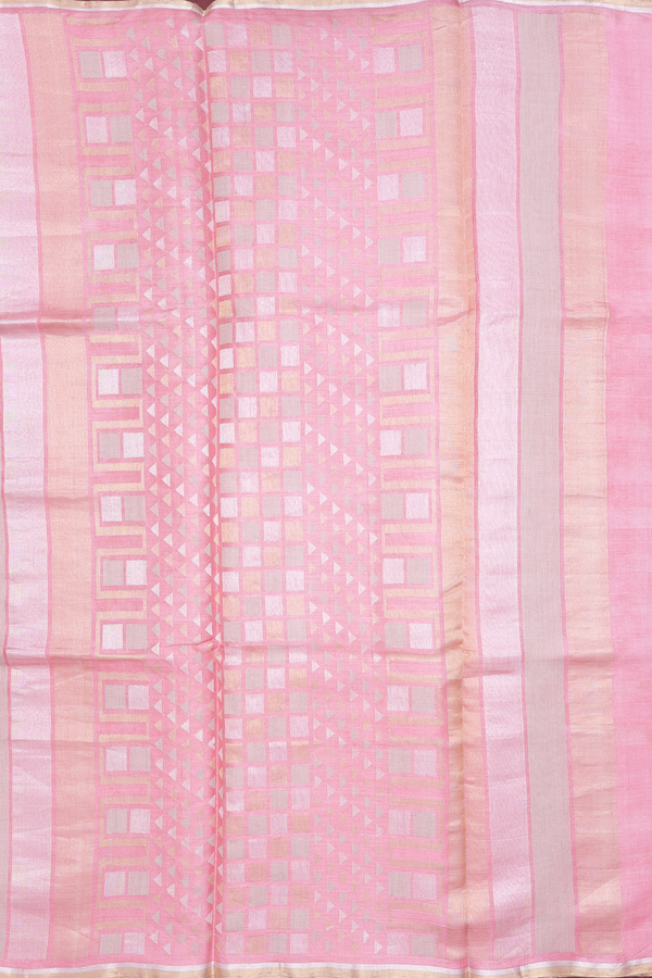 Tussar Silk Saree In Pink With Allover Buttas
