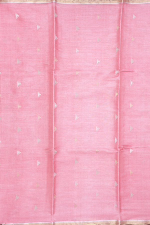 Tussar Silk Saree In Pink With Allover Buttas