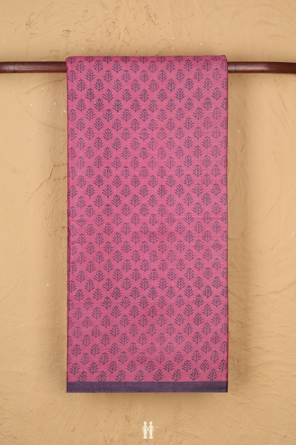 Tussar Silk Saree In Pink With Allover Design