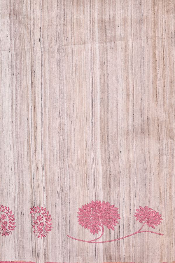 Tussar Silk Saree In Pink With Checks Design