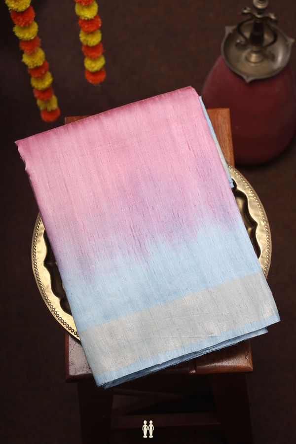 Tussar Silk Saree In Pink With Contrast Border