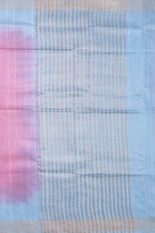 Tussar Silk Saree In Pink With Contrast Border