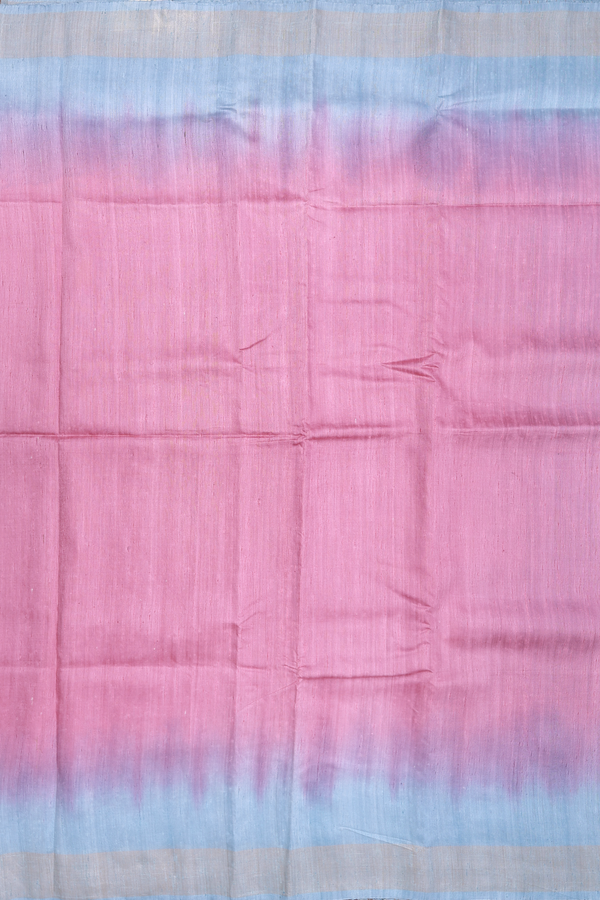 Tussar Silk Saree In Pink With Contrast Border