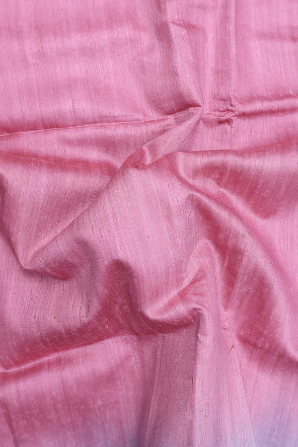 Tussar Silk Saree In Pink With Contrast Border