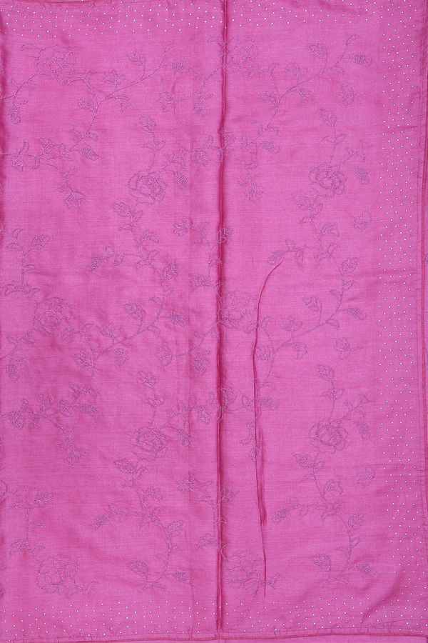 Tussar Silk Saree In Pink With Floral Embroidered Design
