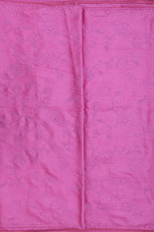 Tussar Silk Saree In Pink With Floral Embroidered Design