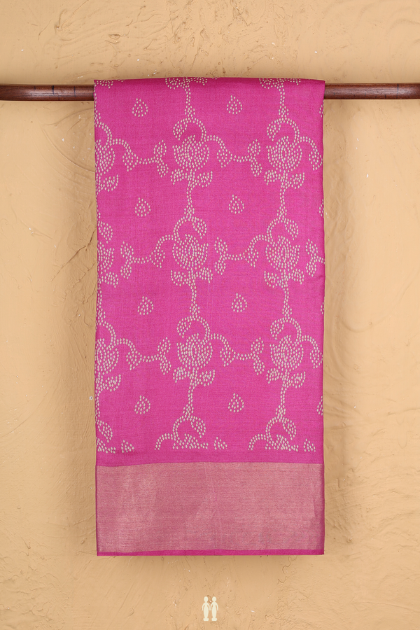 Tussar Silk Saree In Pink With Printed Design