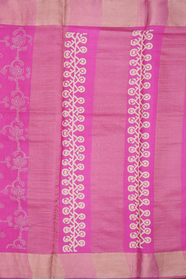 Tussar Silk Saree In Pink With Printed Design